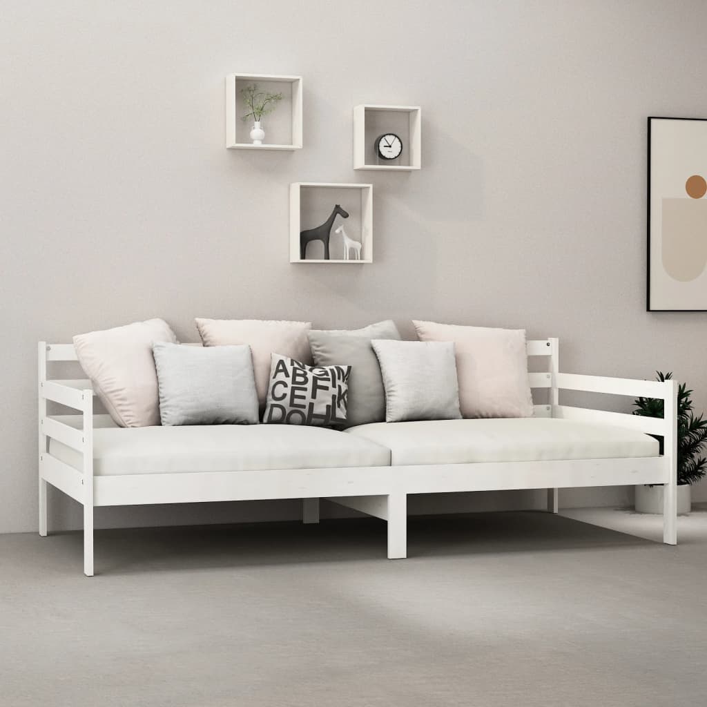 fehér tömör fenyőfa dívány matraccal 90 x 200 cm