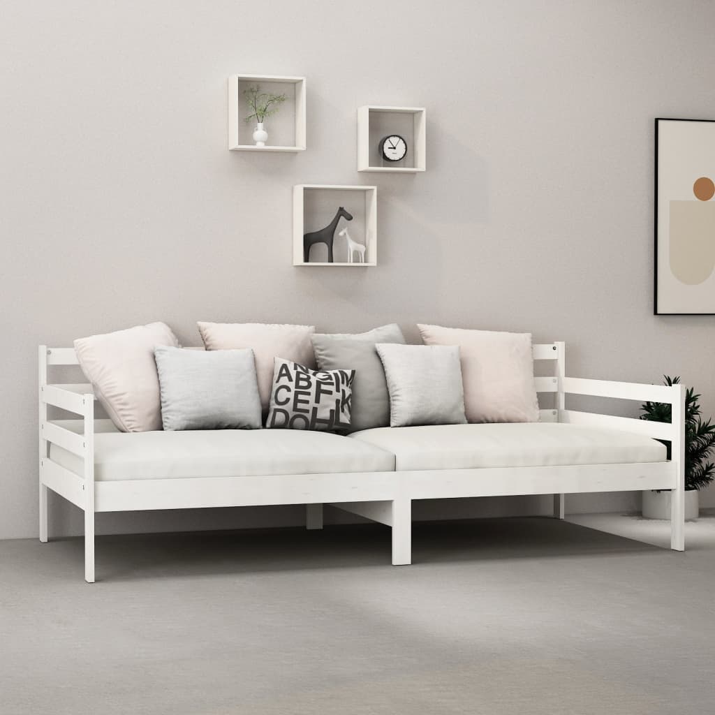 fehér tömör fenyőfa dívány matraccal 90 x 200 cm