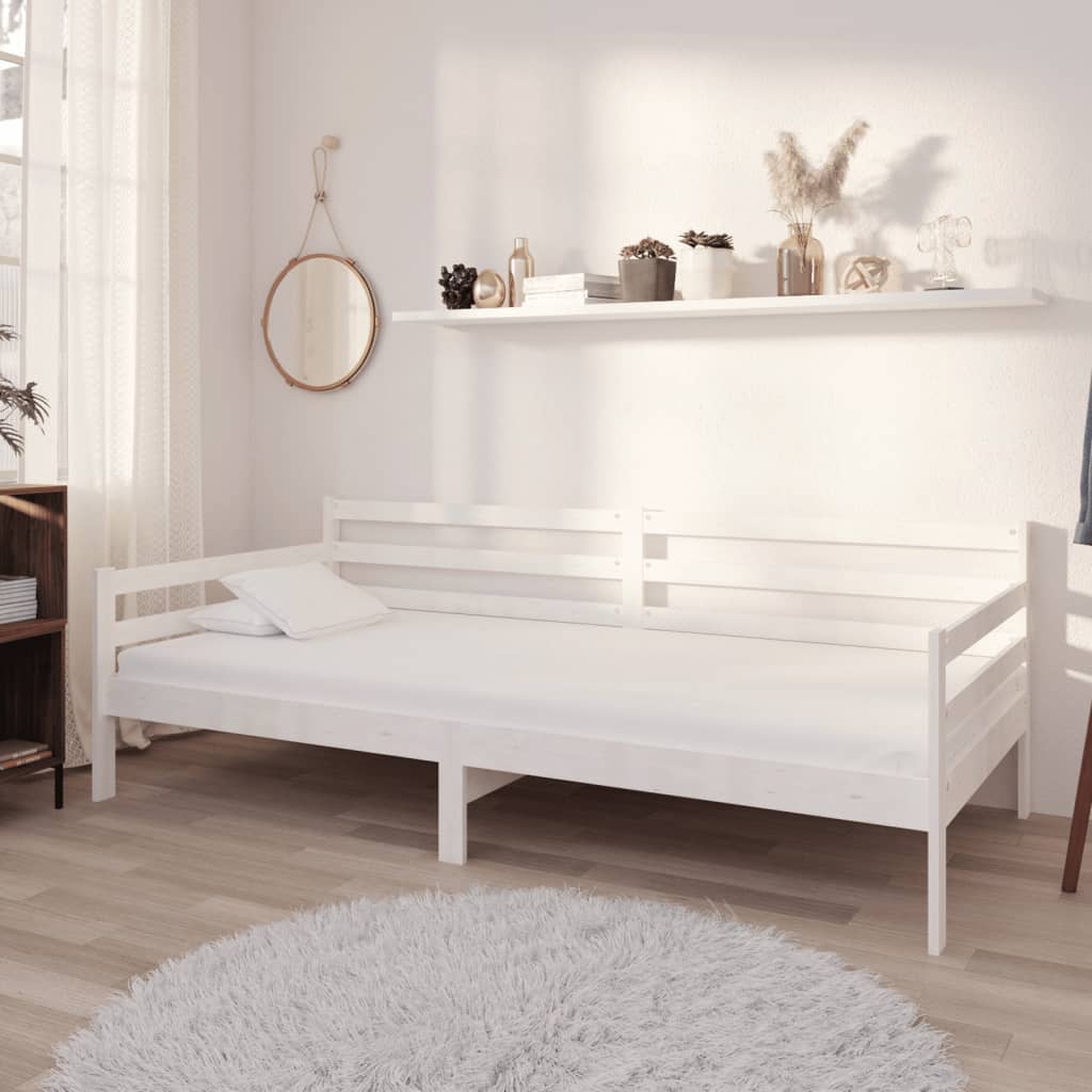 fehér tömör fenyőfa dívány matraccal 90 x 200 cm