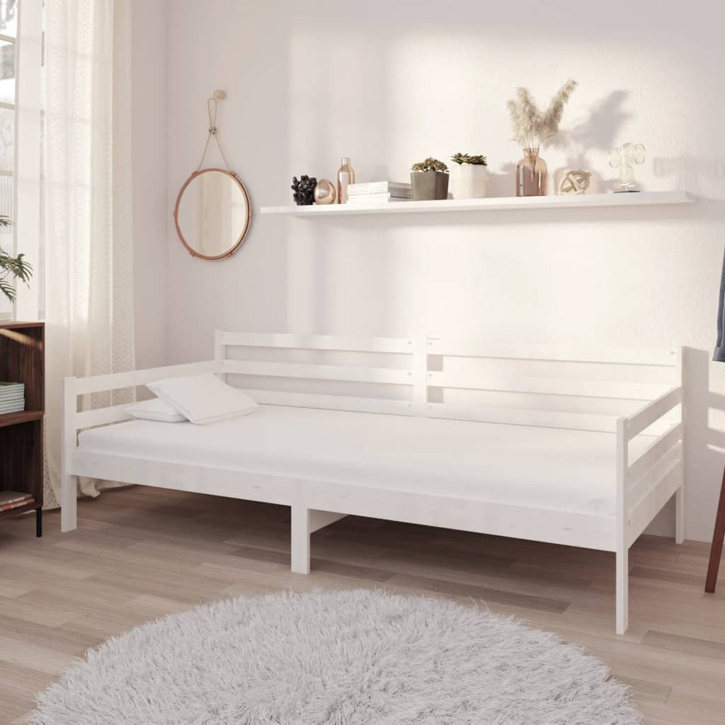 fehér tömör fenyőfa dívány matraccal 90 x 200 cm