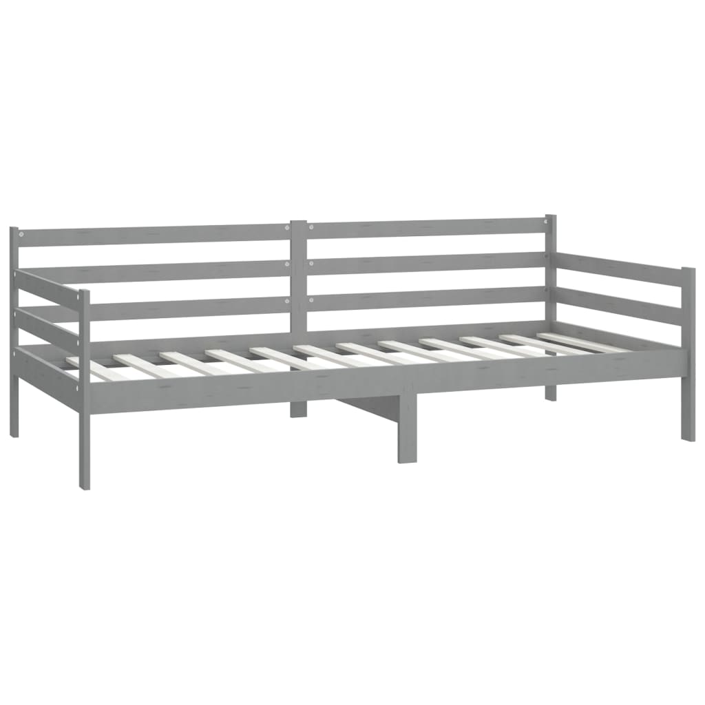 szürke tömör fenyőfa dívány matraccal 90 x 200 cm