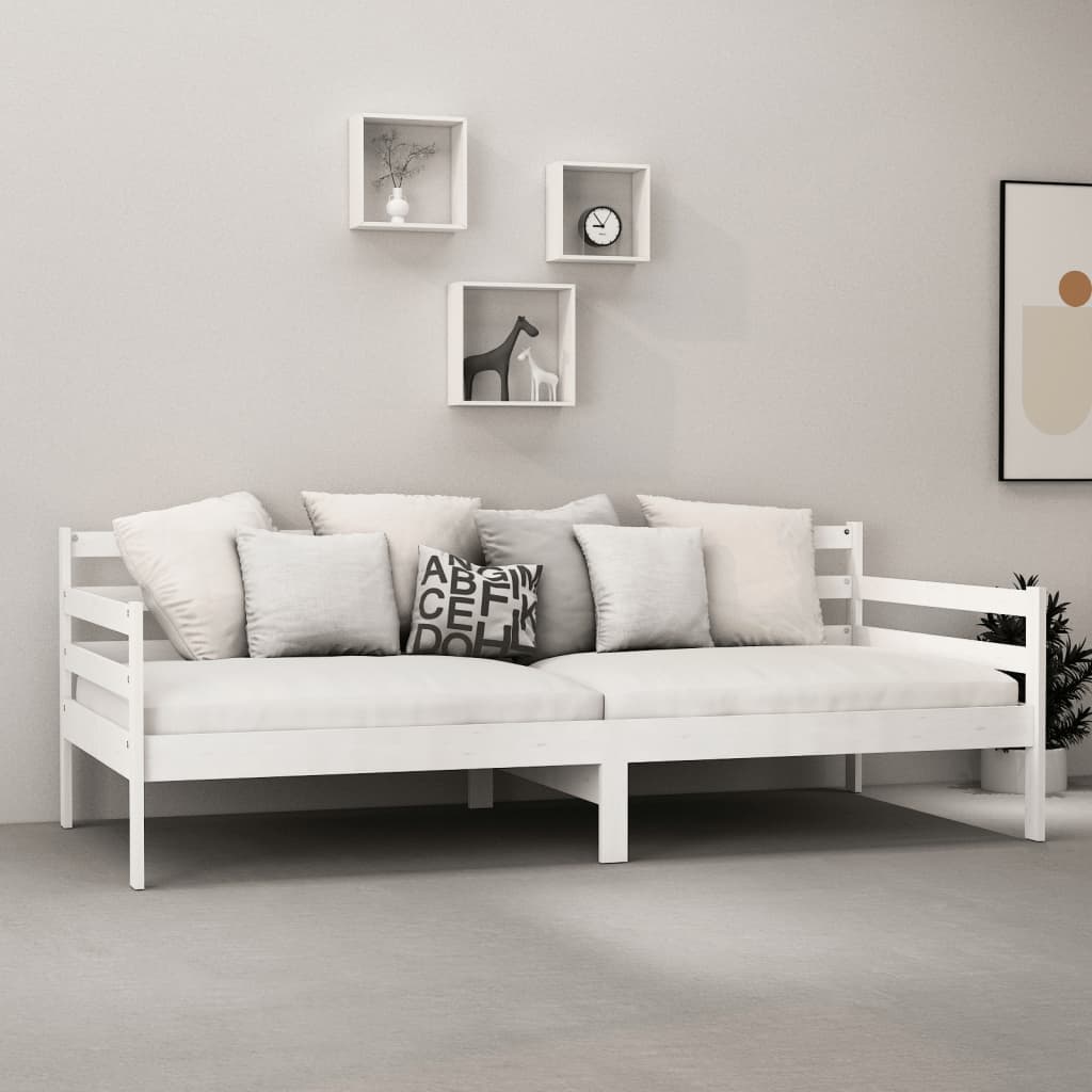 fehér tömör fenyőfa dívány matraccal 90 x 200 cm