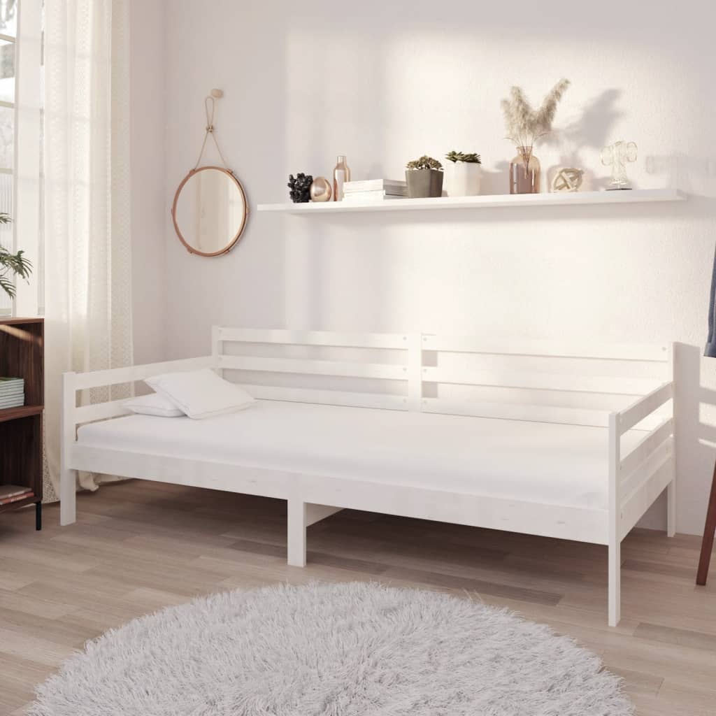 fehér tömör fenyőfa dívány matraccal 90 x 200 cm