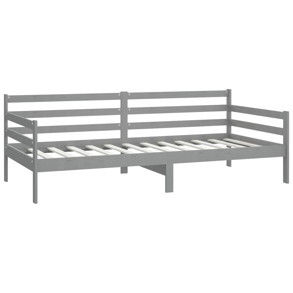 szürke tömör fenyőfa dívány matraccal 90 x 200 cm
