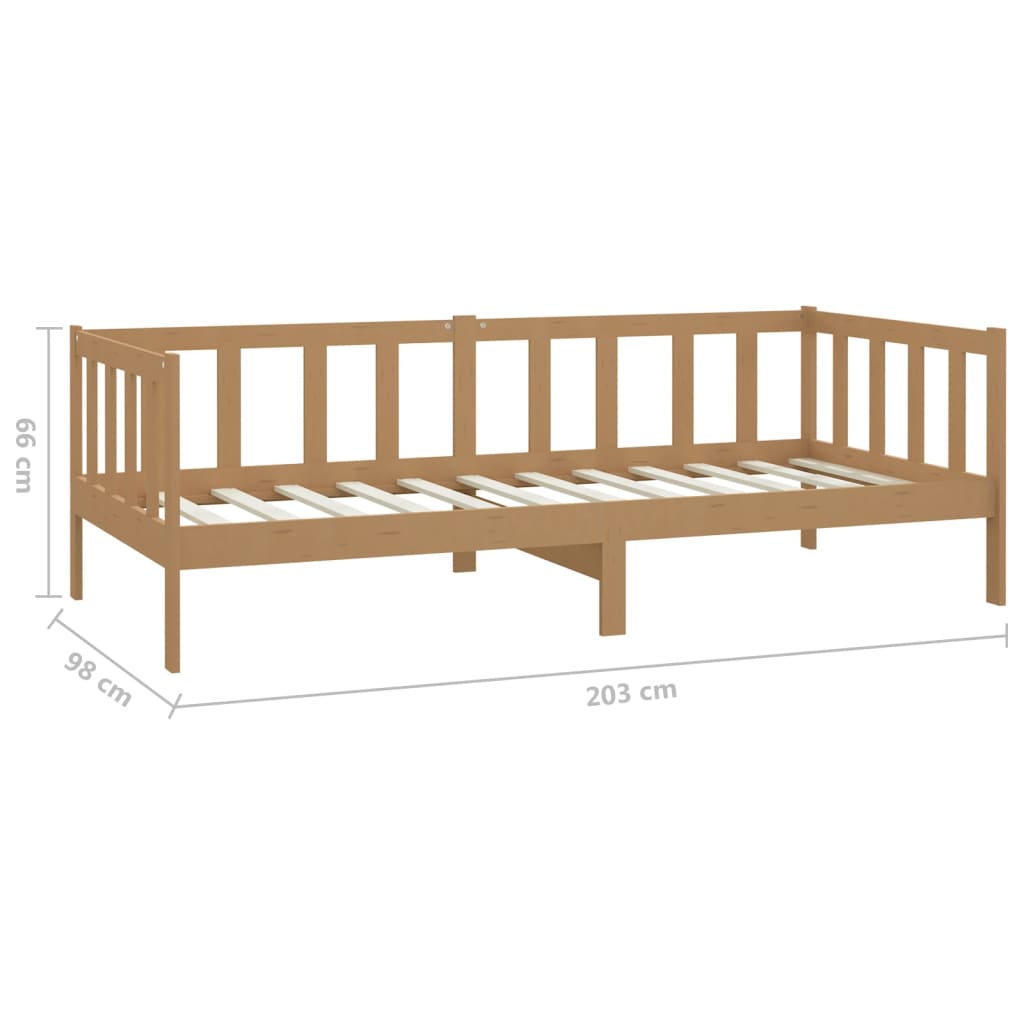 mézbarna tömör fenyőfa dívány matraccal 90 x 200 cm
