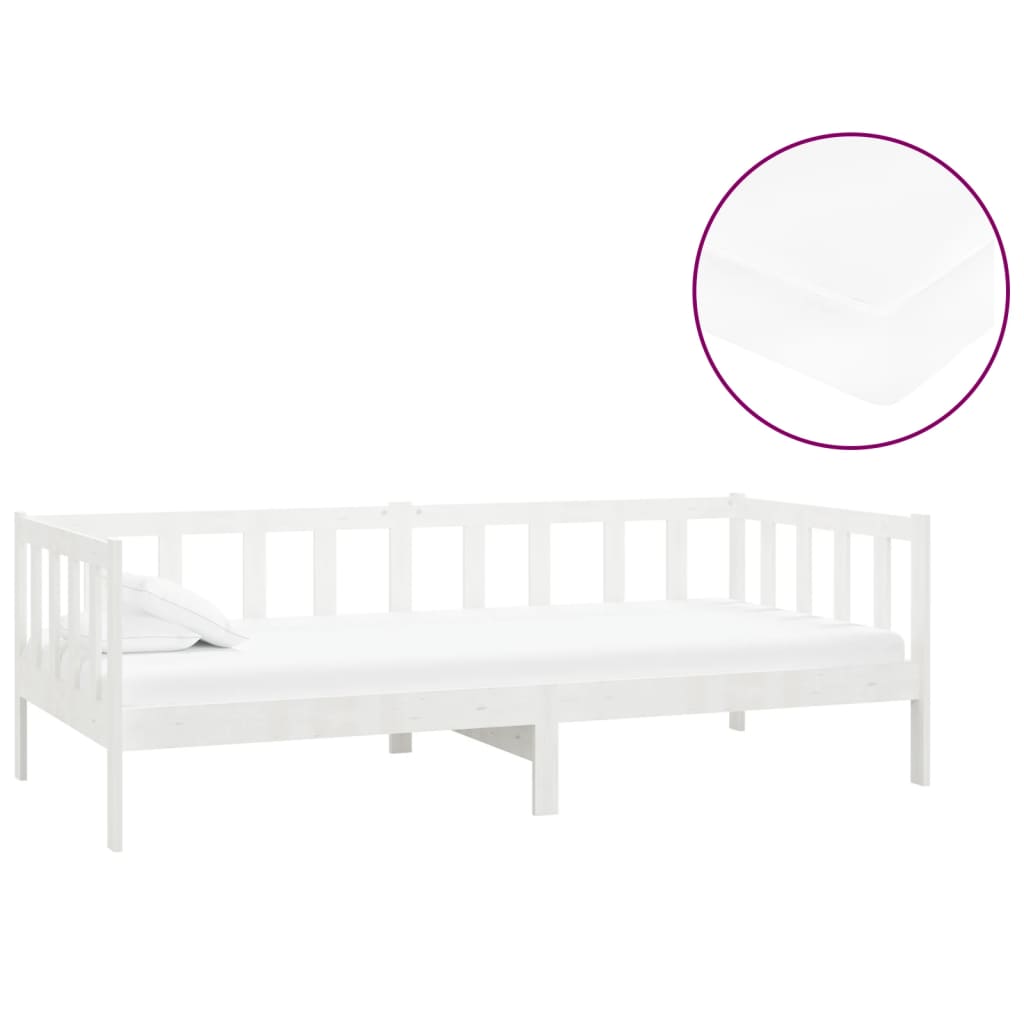 fehér tömör fenyőfa dívány matraccal 90 x 200 cm