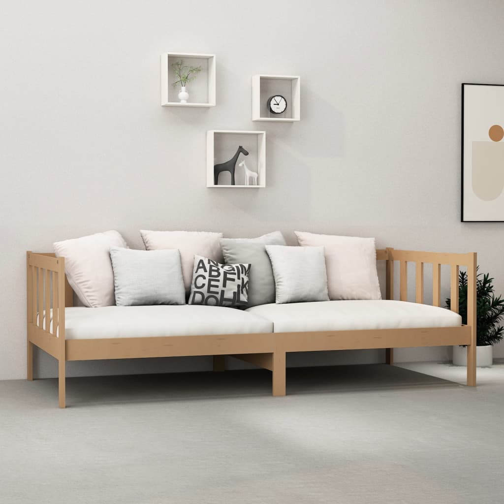 mézbarna tömör fenyőfa dívány matraccal 90 x 200 cm