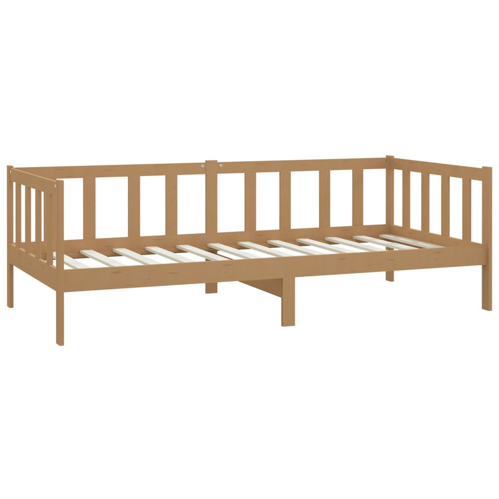 mézbarna tömör fenyőfa dívány matraccal 90 x 200 cm
