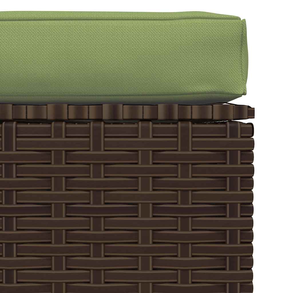 barna polyrattan kerti lábtartó párnával 70 x 70 x 30 cm