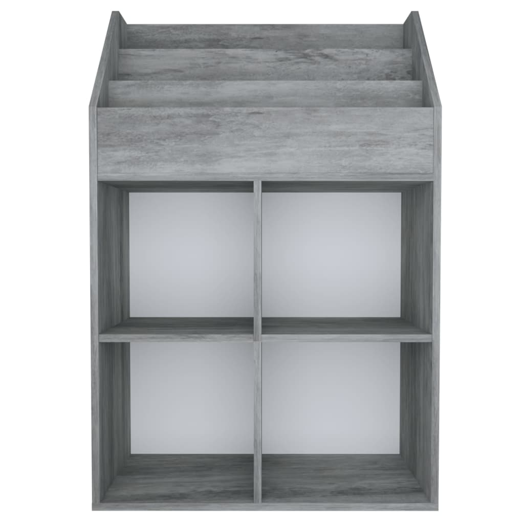 betonszürke szerelt fa gyerek újságtartó 71 x 30 x 114 cm