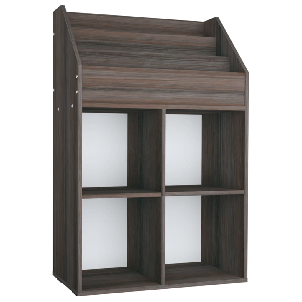 szürke-sonoma színű szerelt fa gyerek újságtartó 71x30x114 cm