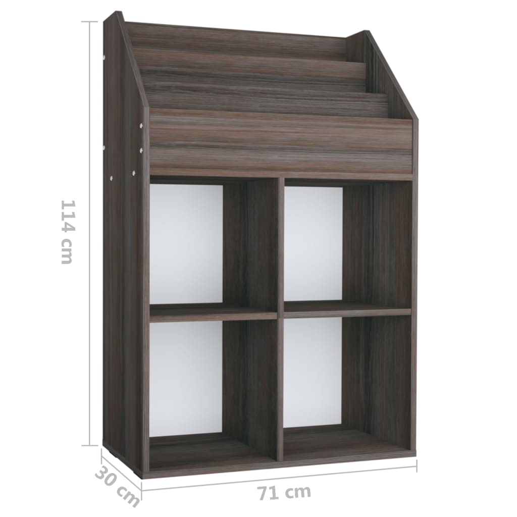 szürke-sonoma színű szerelt fa gyerek újságtartó 71x30x114 cm