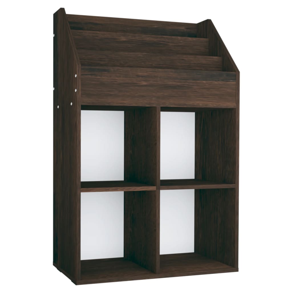 füstös tölgy színű szerelt fa gyerek újságtartó 71x30x114 cm