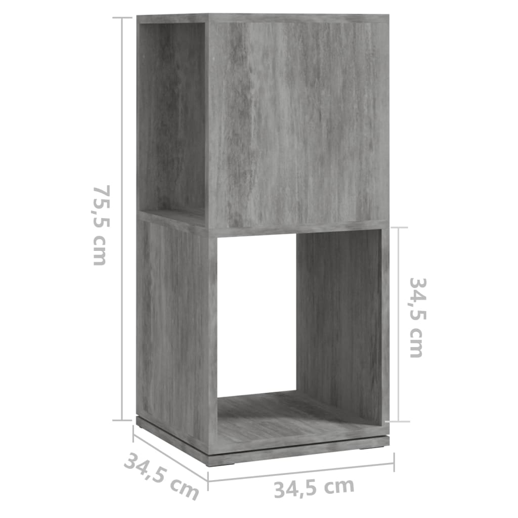 betonszürke szerelt fa forgószekrény 34,5x34,5x75,5 cm
