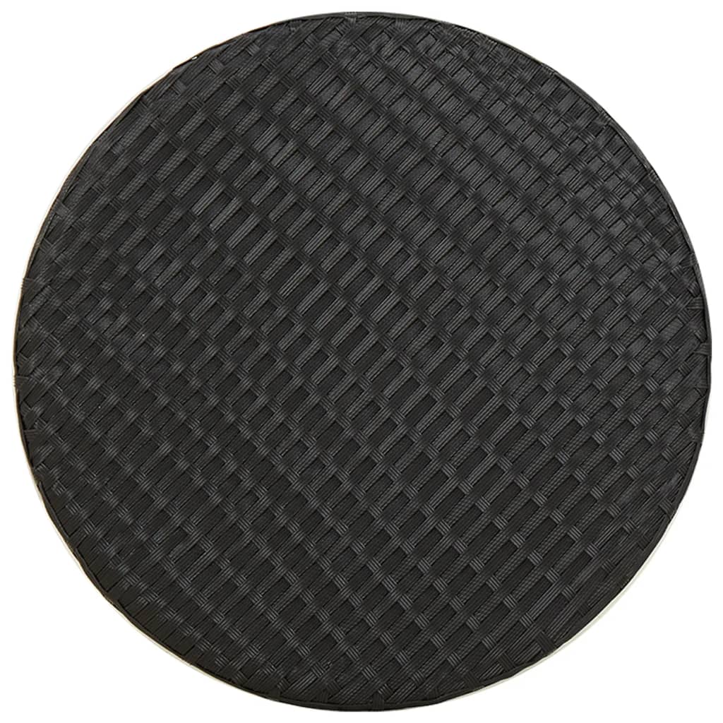 fekete polyrattan teázóasztal 45 cm