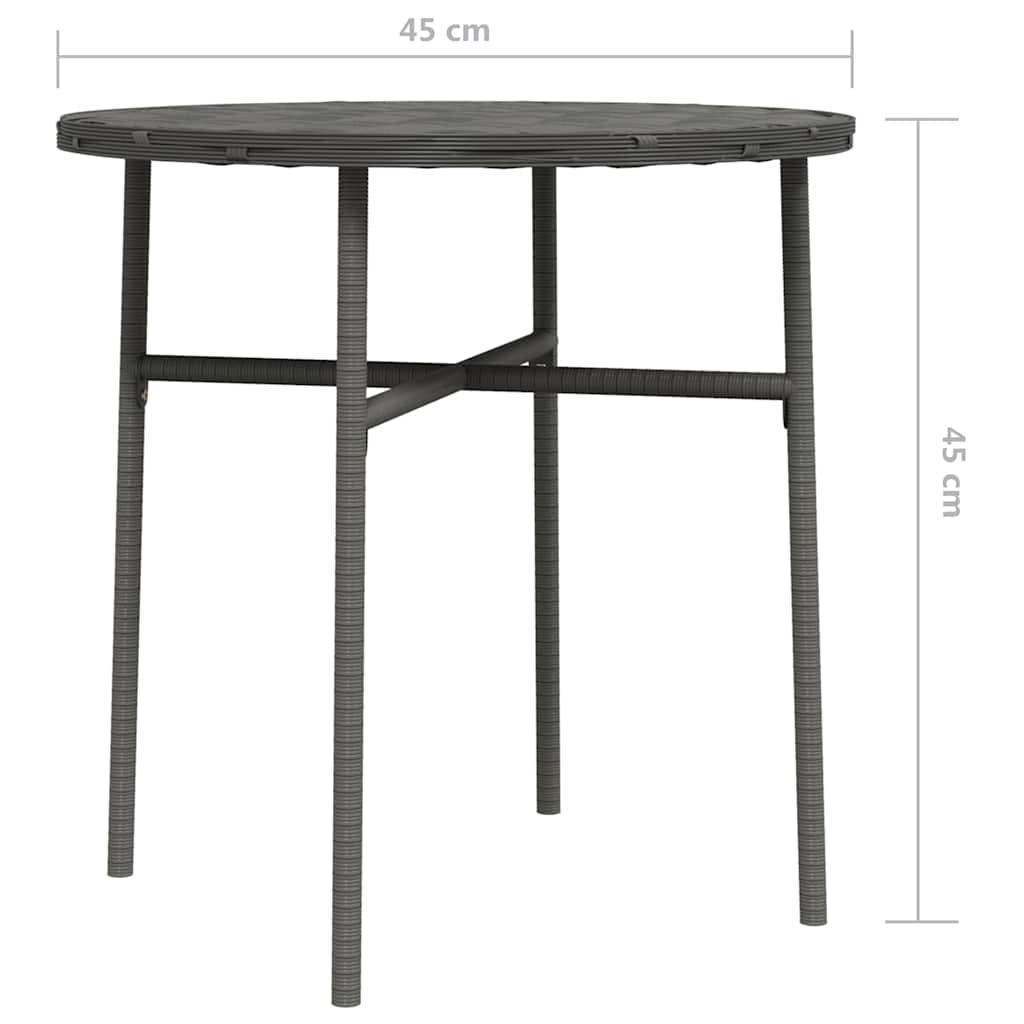szürke polyrattan teázóasztal 45 cm