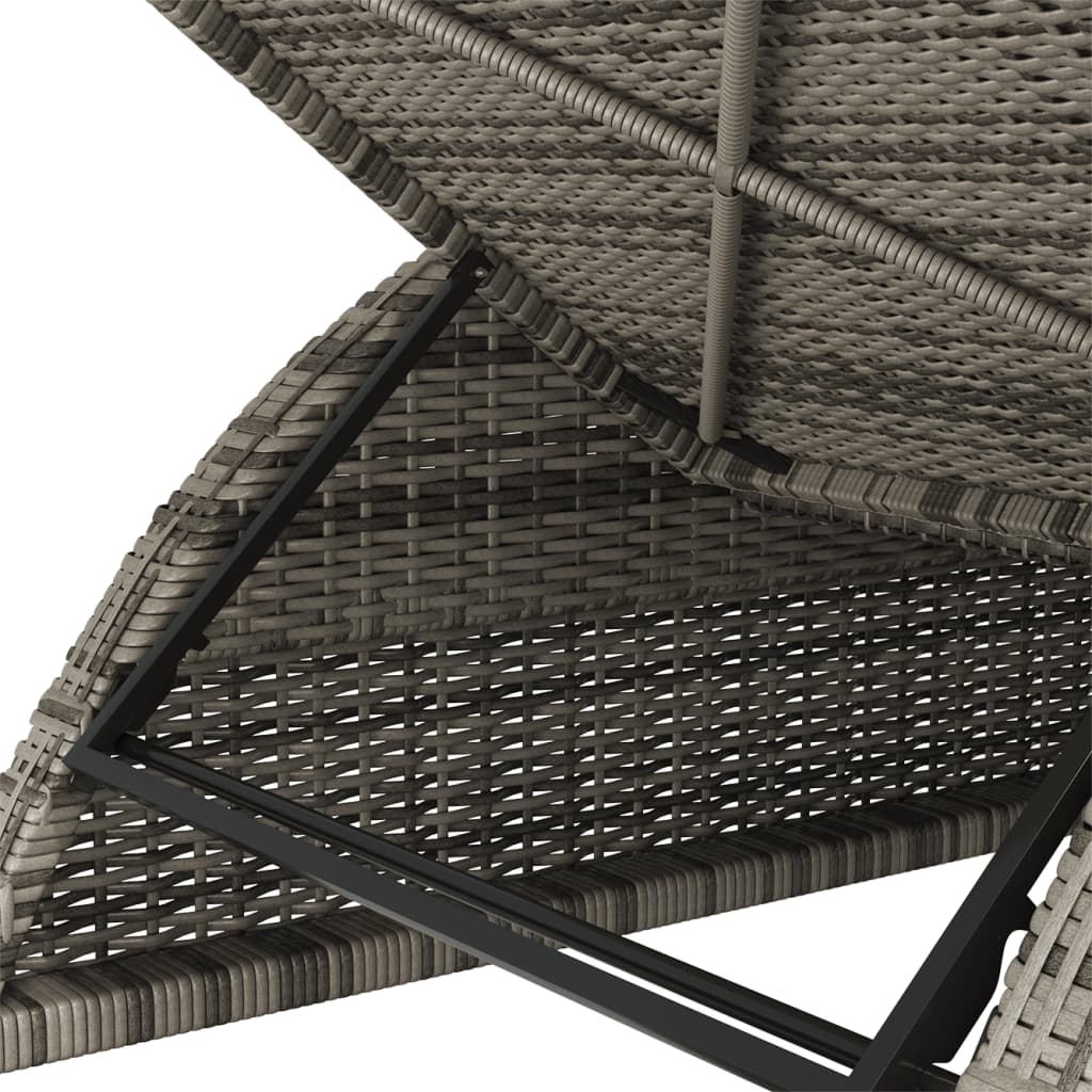 szürke polyrattan napozóágy sötétszürke párnával