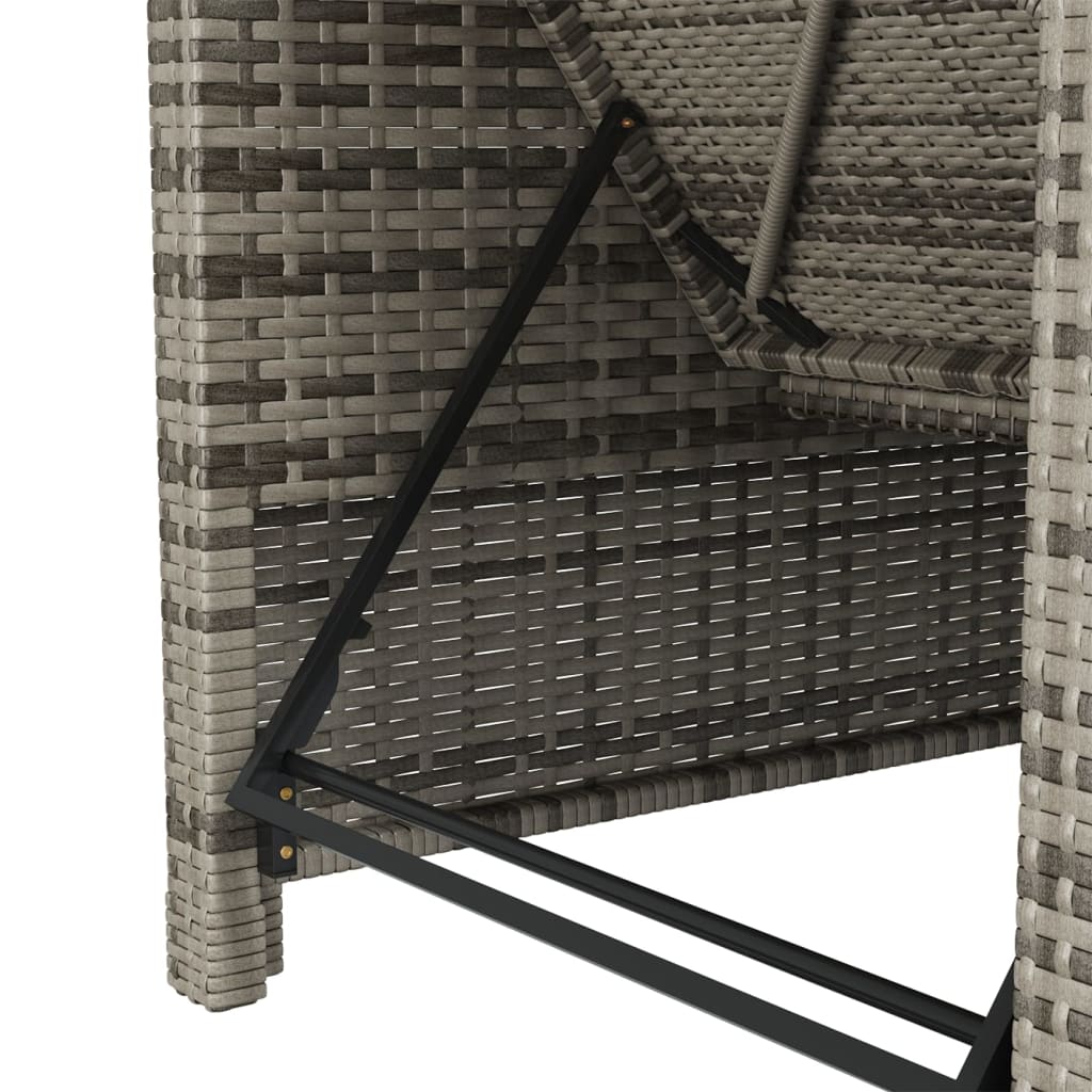 szürke polyrattan napozóágy sötétszürke párnával