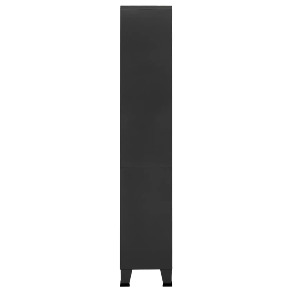antracitszürke ipari stílusú acél könyvespolc 80 x 32 x 180 cm