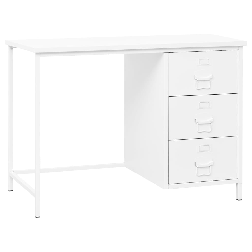 fehér acél ipari stílusú íróasztal fiókokkal 105 x 52 x 75 cm