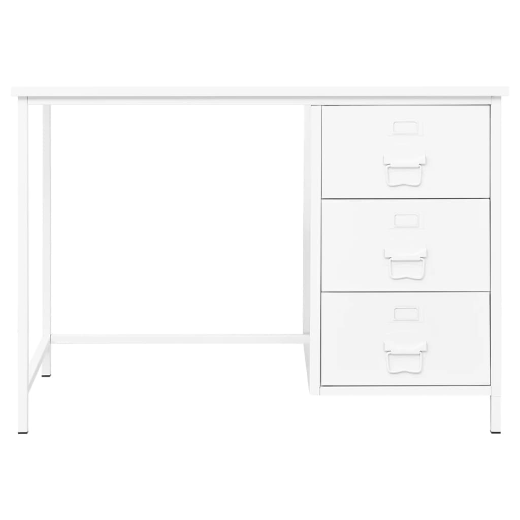 fehér acél ipari stílusú íróasztal fiókokkal 105 x 52 x 75 cm
