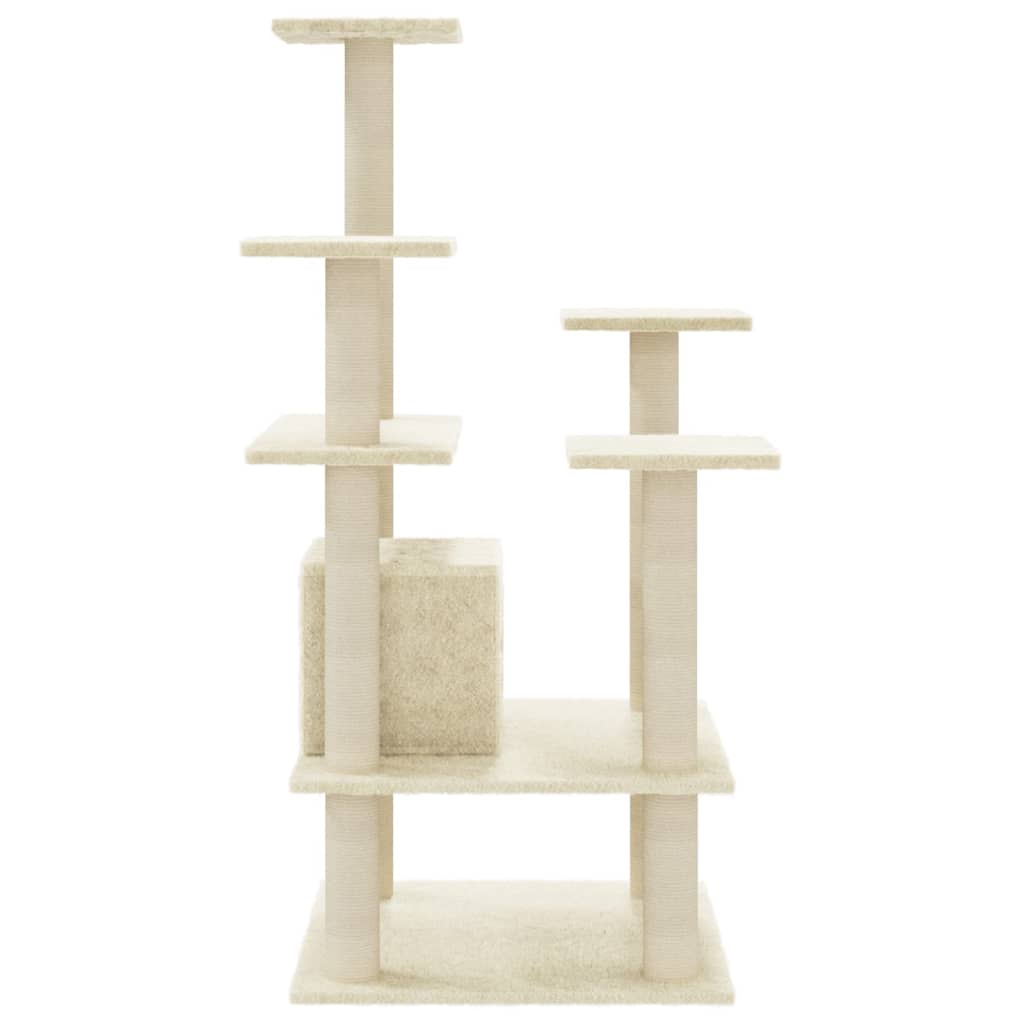 krémszínű macskabútor szizál kaparófákkal 110 cm