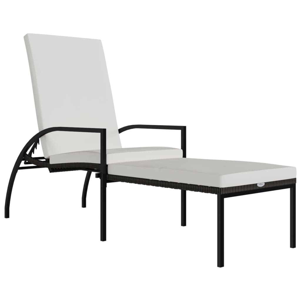 barna polyrattan napozóágy lábtartóval