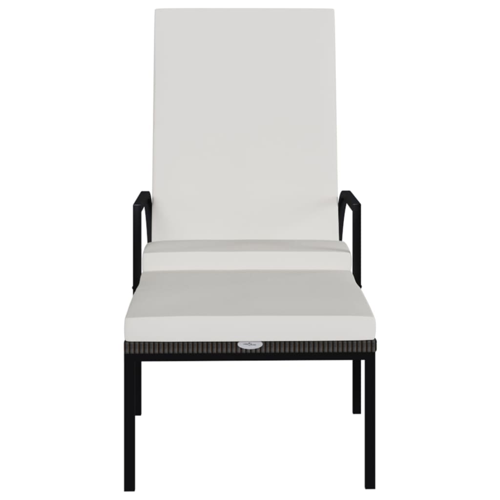 barna polyrattan napozóágy lábtartóval