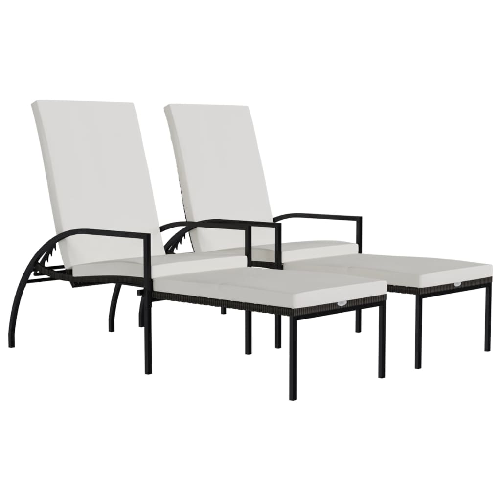2 db barna polyrattan napozóágy lábtartóval
