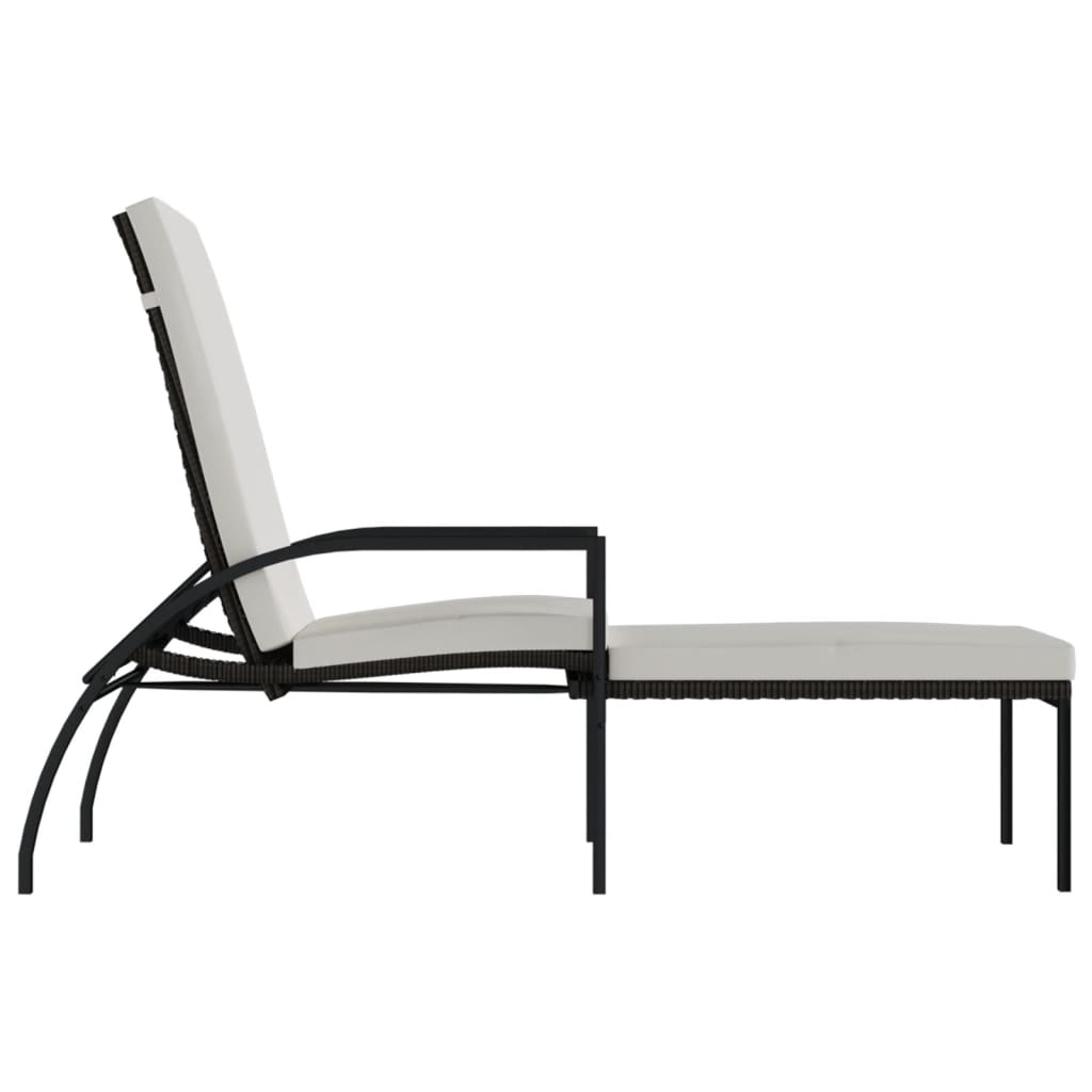 2 db barna polyrattan napozóágy lábtartóval