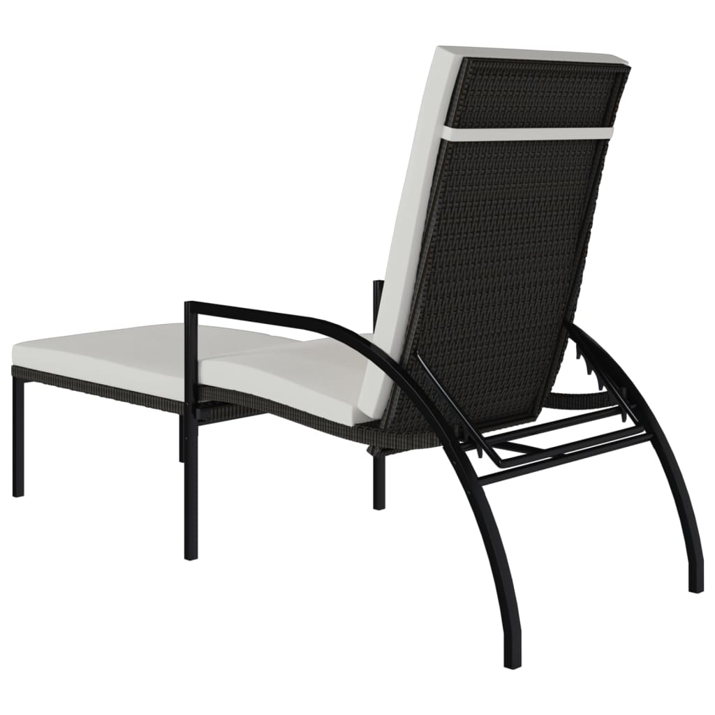 2 db barna polyrattan napozóágy lábtartóval