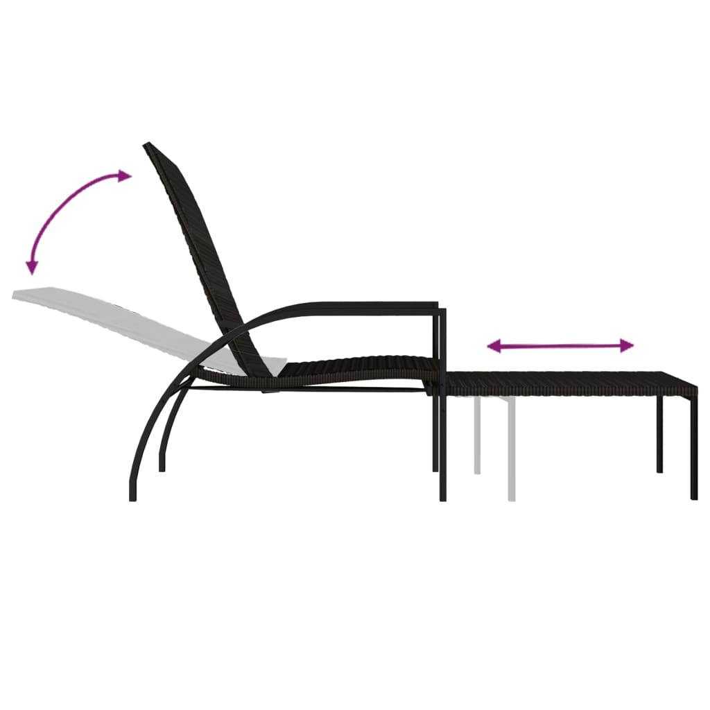 2 db barna polyrattan napozóágy lábtartóval