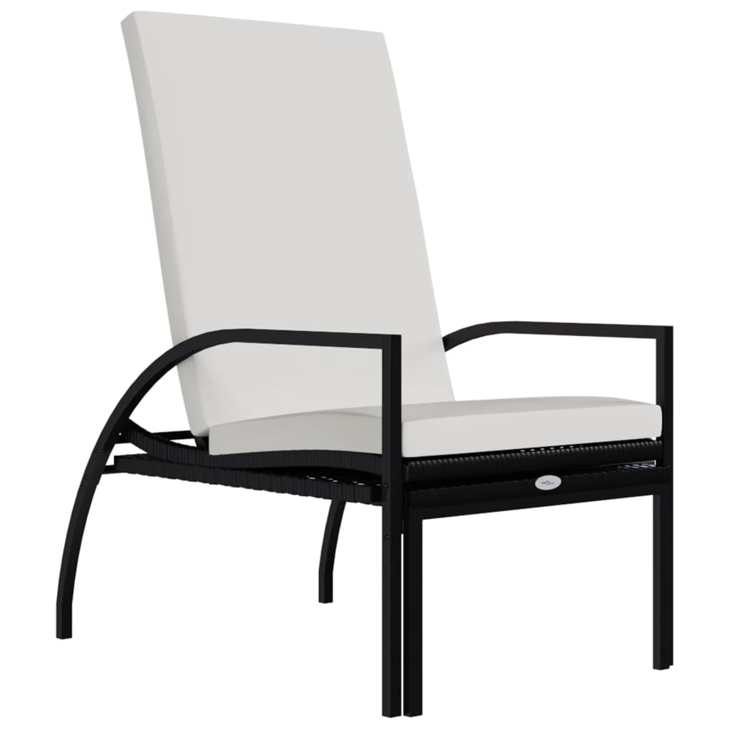 2 db fekete polyrattan napozóágy lábtartóval