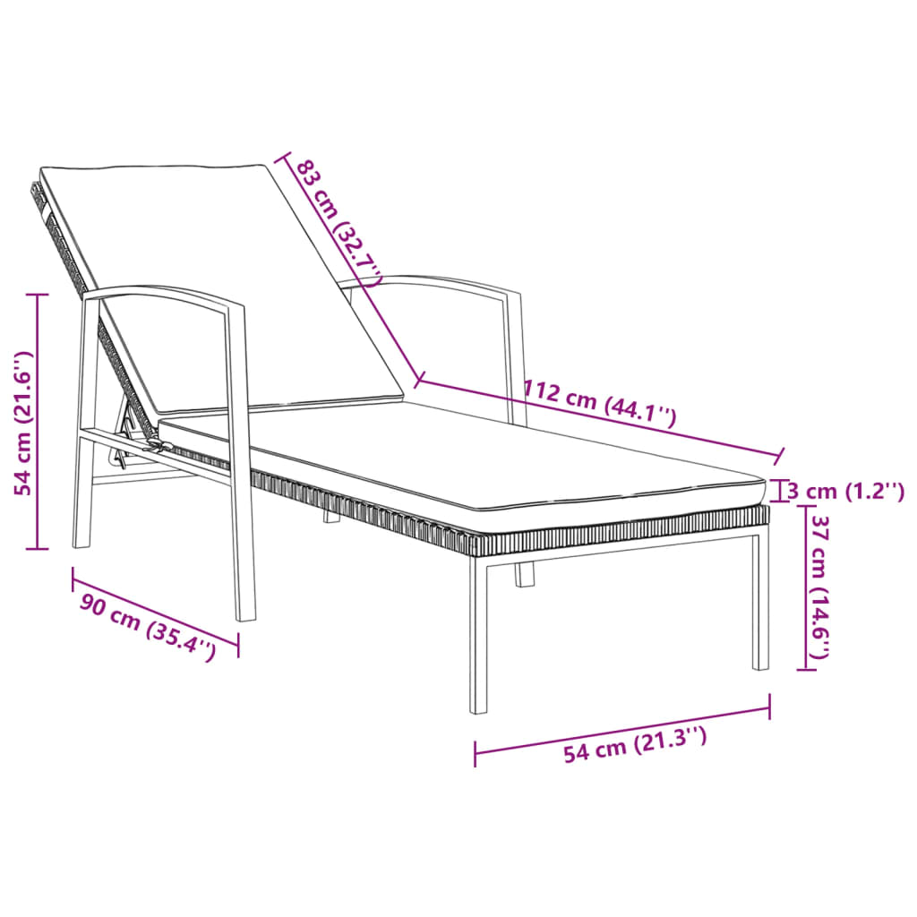 2 db barna polyrattan napozóágy asztallal