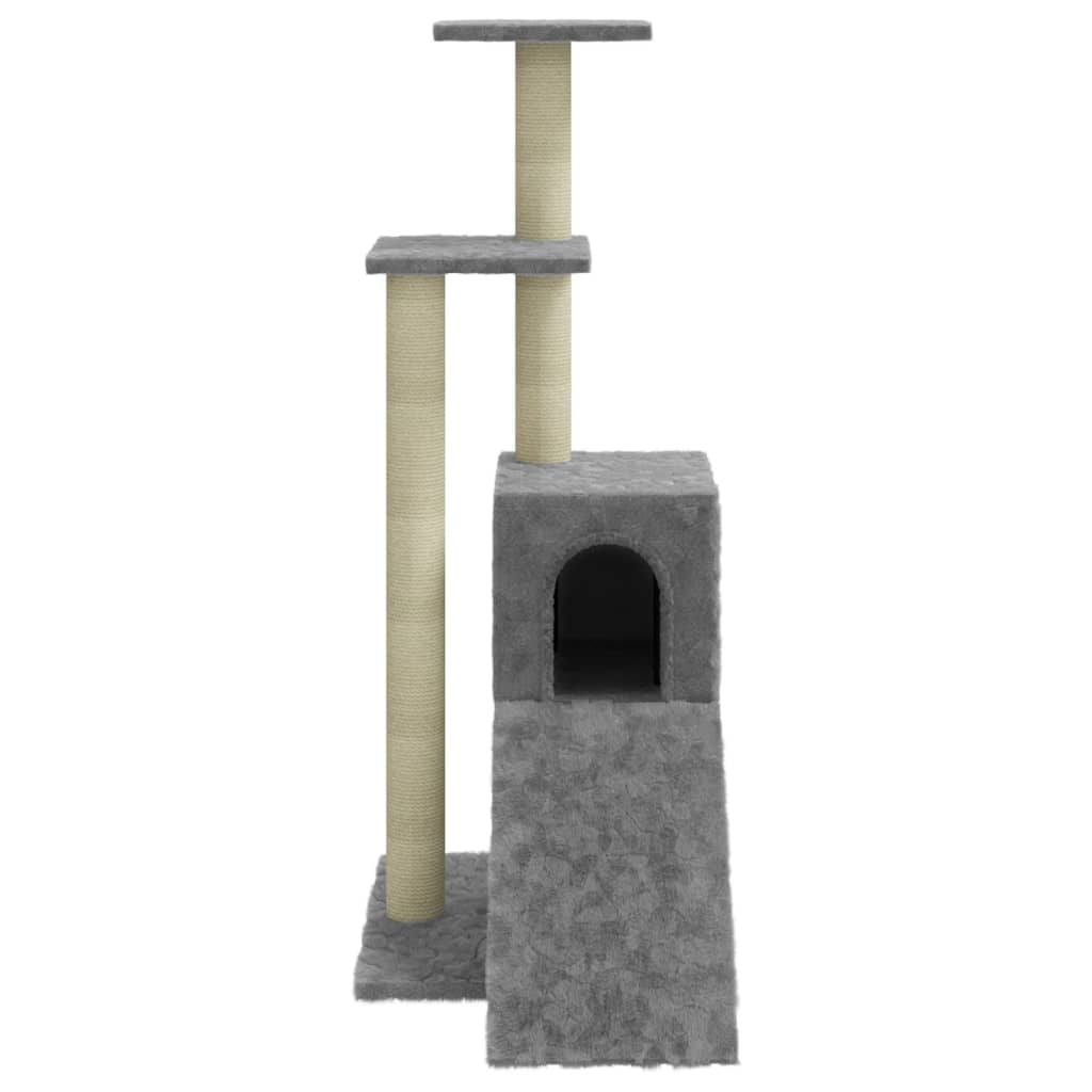 világosszürke macskabútor szizál kaparófákkal 92 cm