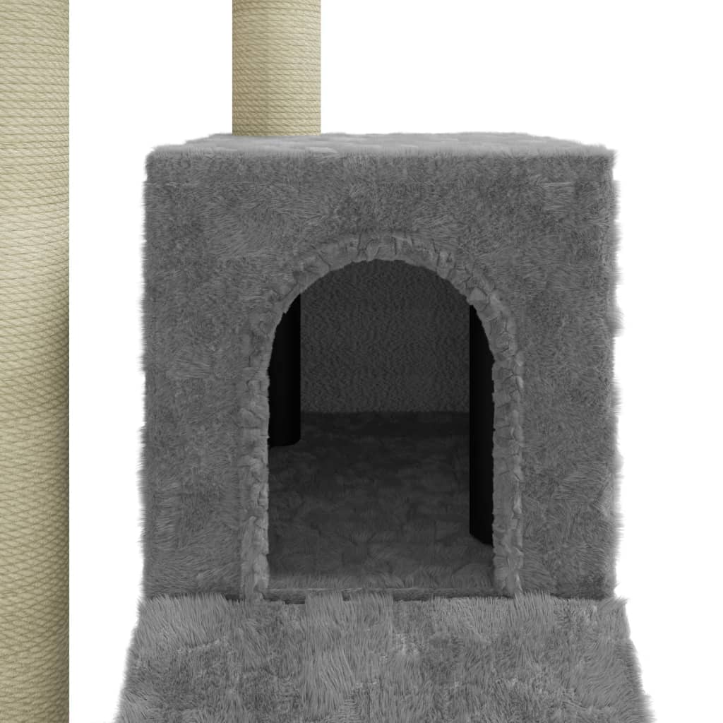 világosszürke macskabútor szizál kaparófákkal 92 cm