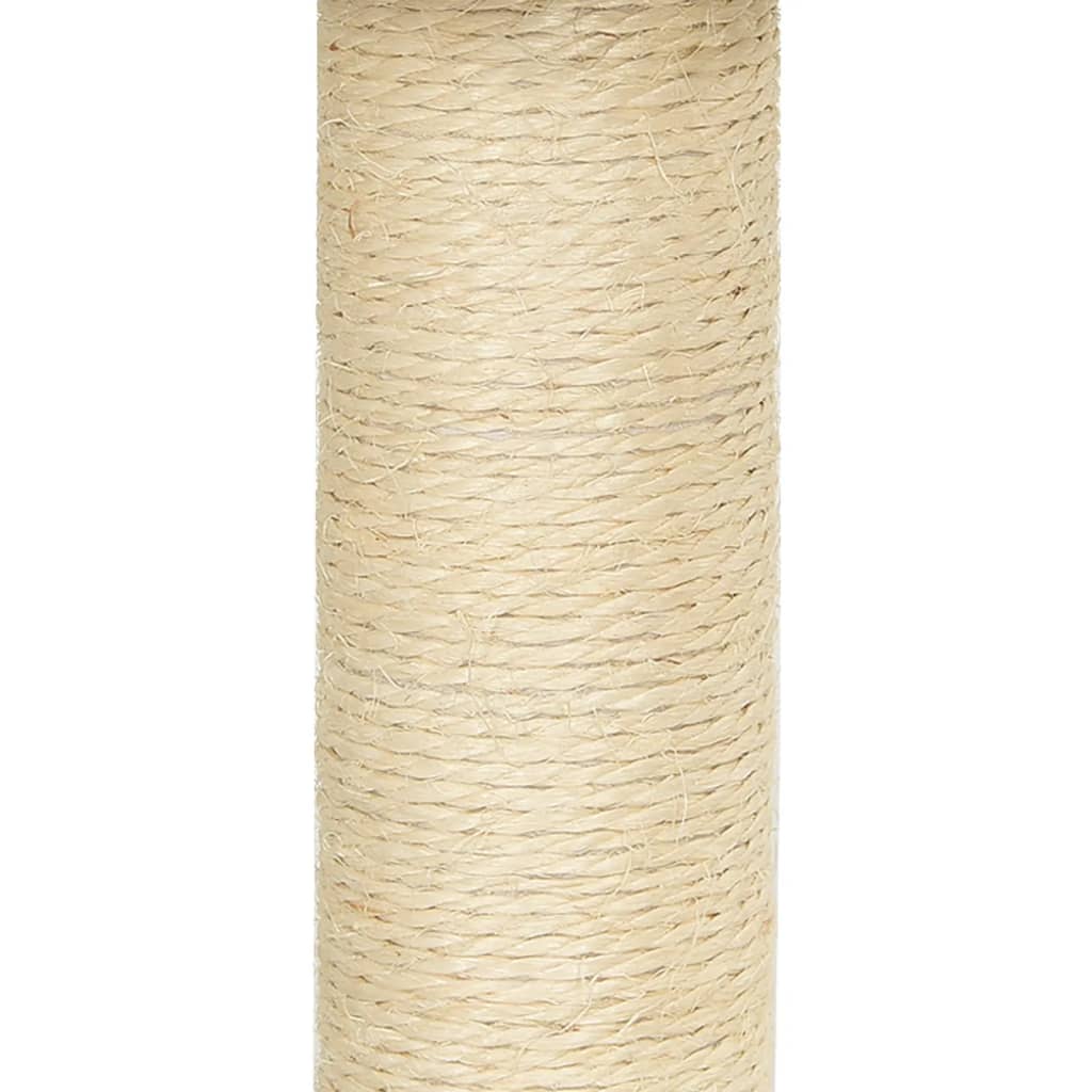 világosszürke macskabútor szizál kaparófákkal 92 cm