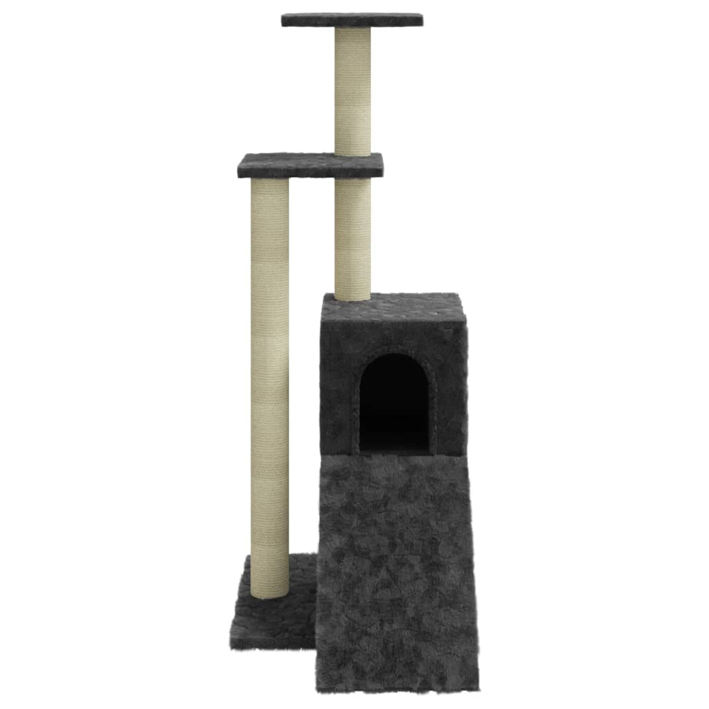 sötétszürke macskabútor szizál kaparófákkal 92 cm