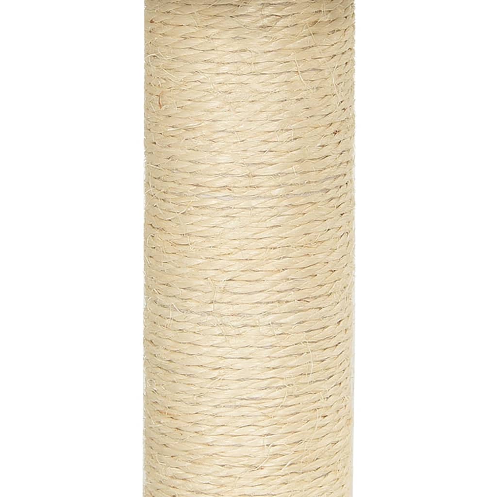 sötétszürke macskabútor szizál kaparófákkal 155 cm