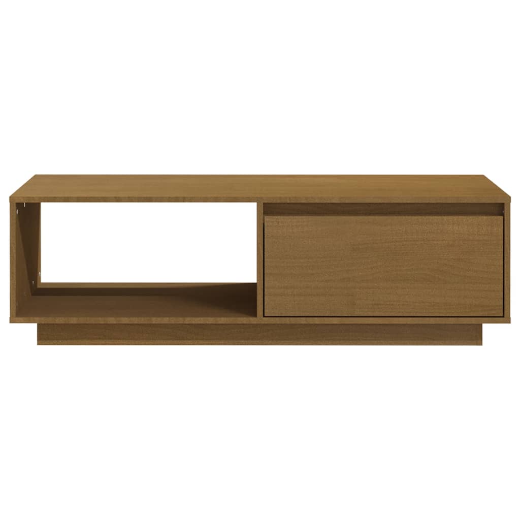 mézbarna tömör fenyőfa dohányzóasztal 110 x 50 x 33,5 cm