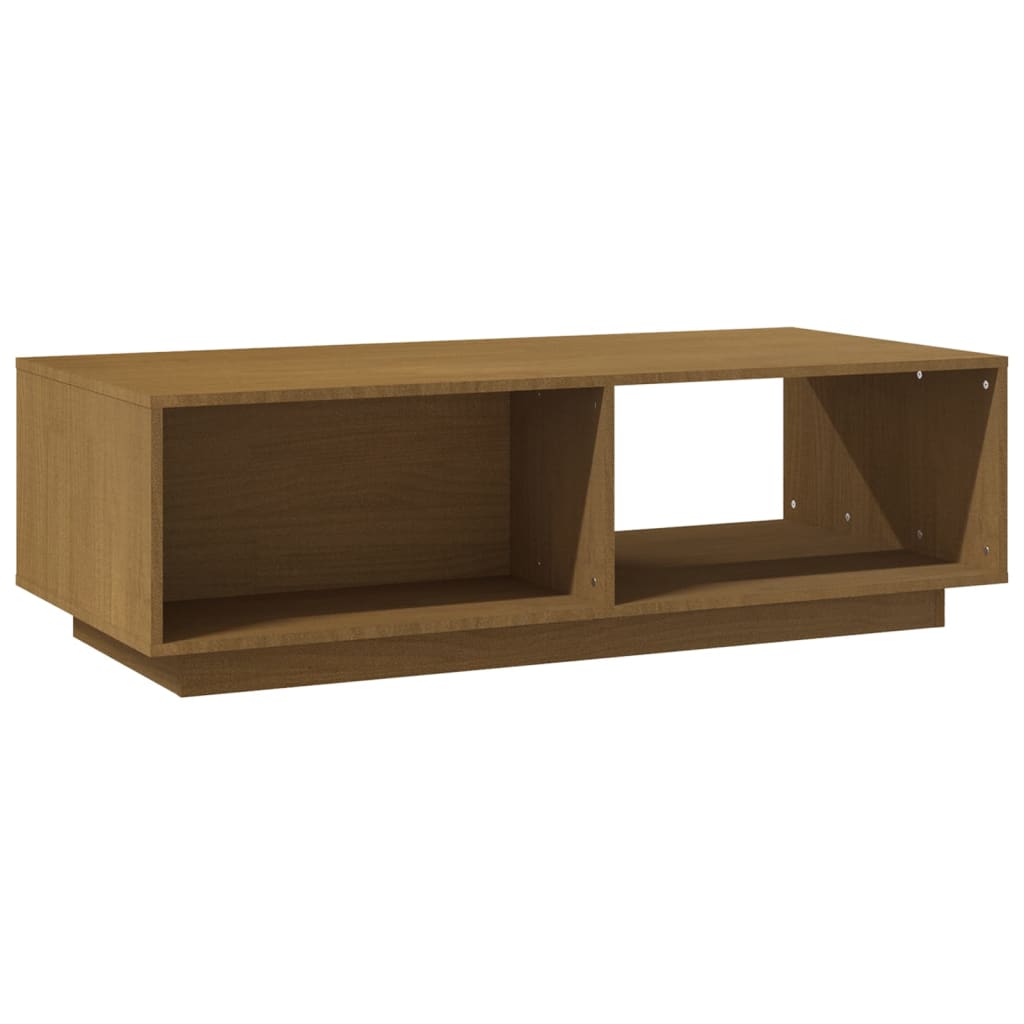 mézbarna tömör fenyőfa dohányzóasztal 110 x 50 x 33,5 cm
