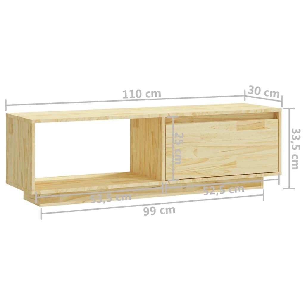 tömör fenyőfa TV-szekrény 110 x 30 x 33,5 cm