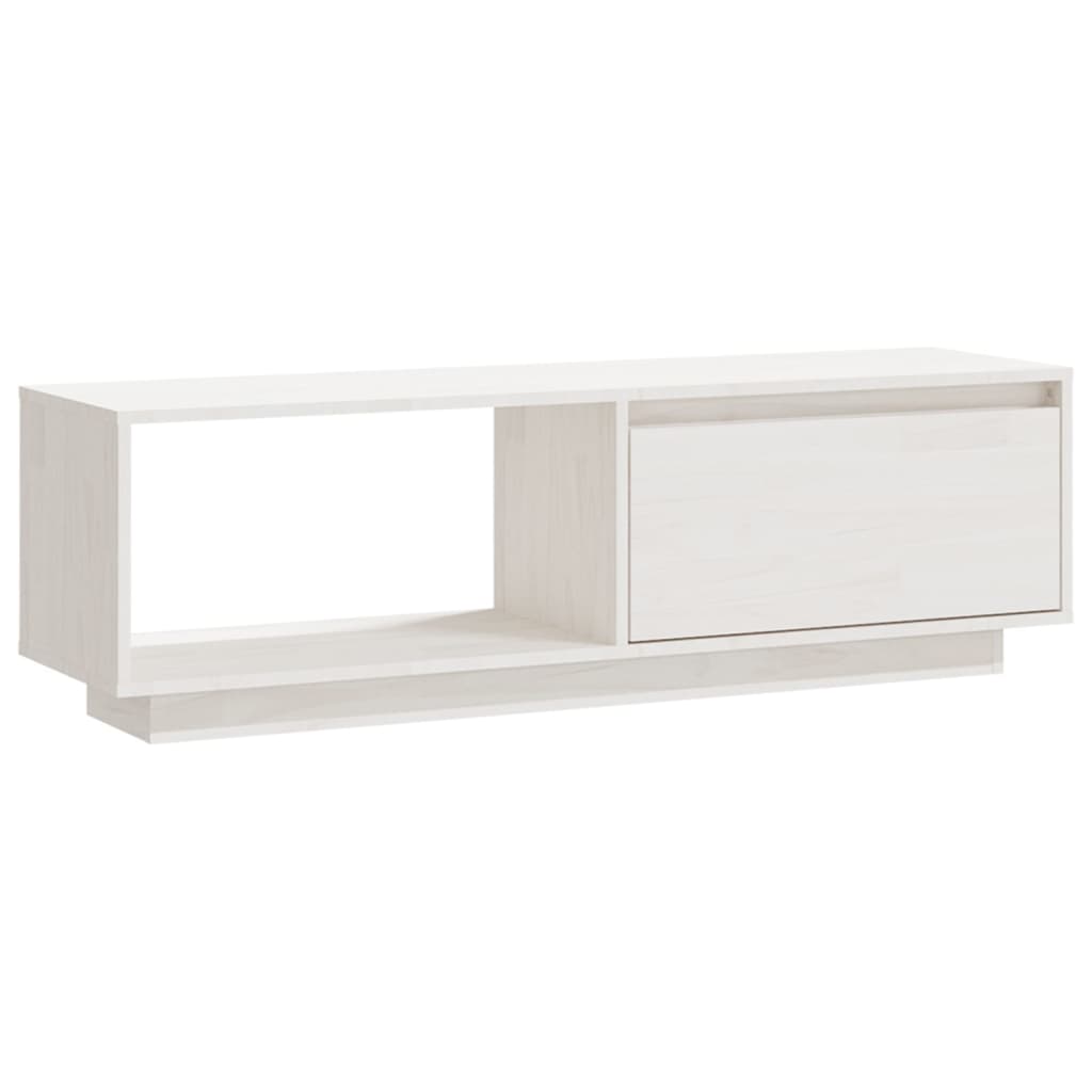 fehér tömör fenyőfa TV-szekrény 110 x 30 x 33,5 cm