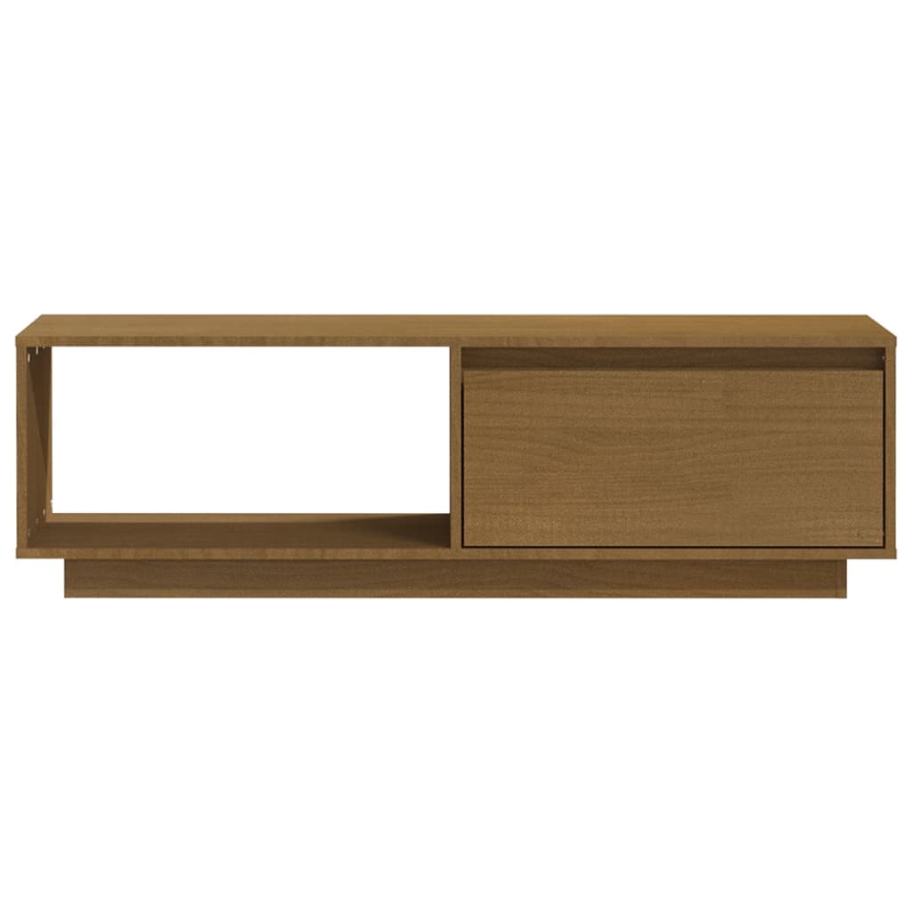 mézbarna tömör fenyőfa TV-szekrény 110 x 30 x 33,5 cm