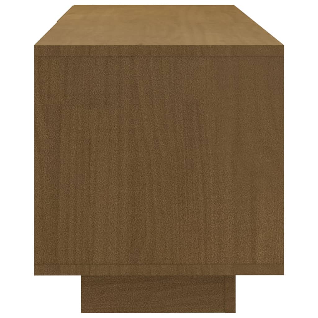 mézbarna tömör fenyőfa TV-szekrény 110 x 30 x 33,5 cm