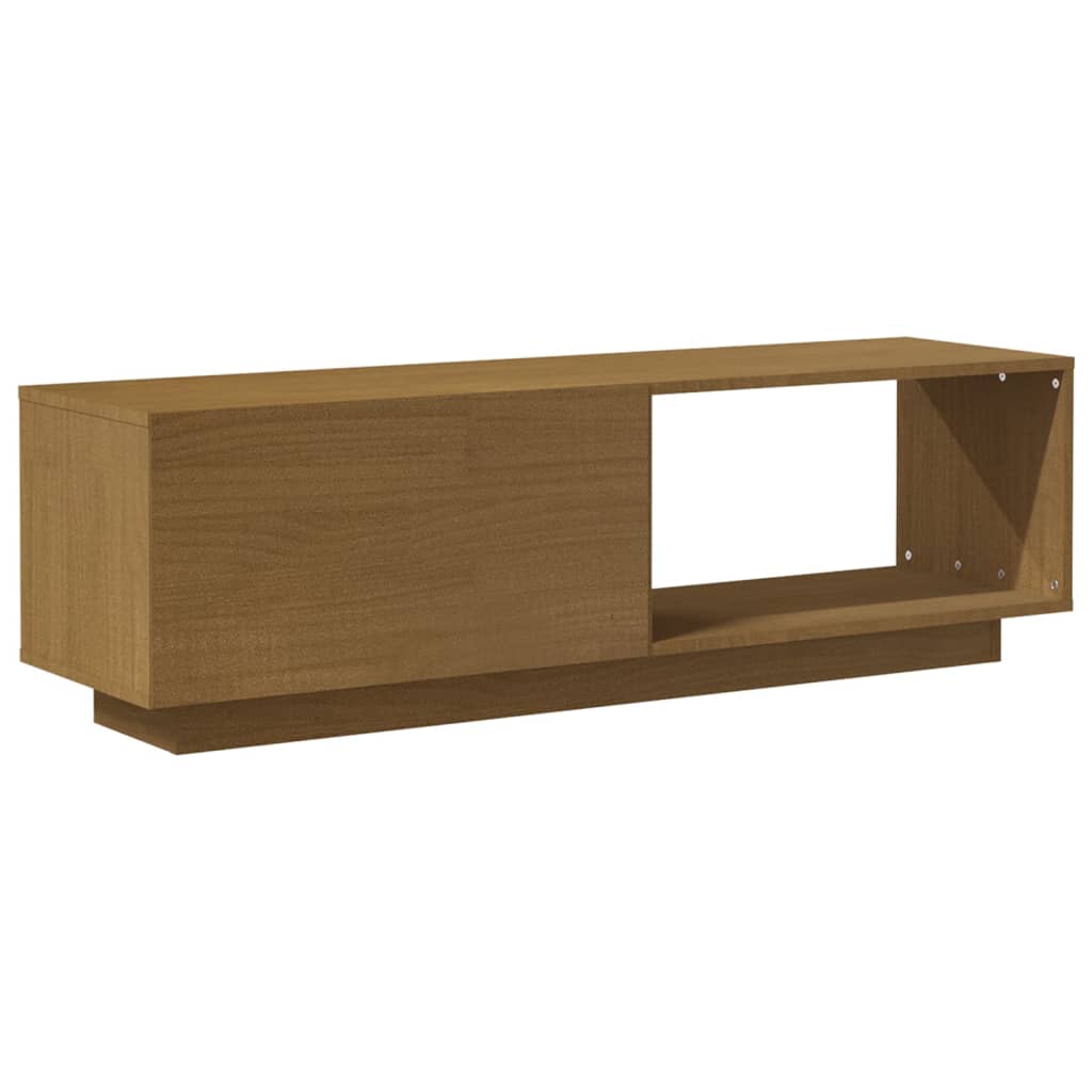 mézbarna tömör fenyőfa TV-szekrény 110 x 30 x 33,5 cm