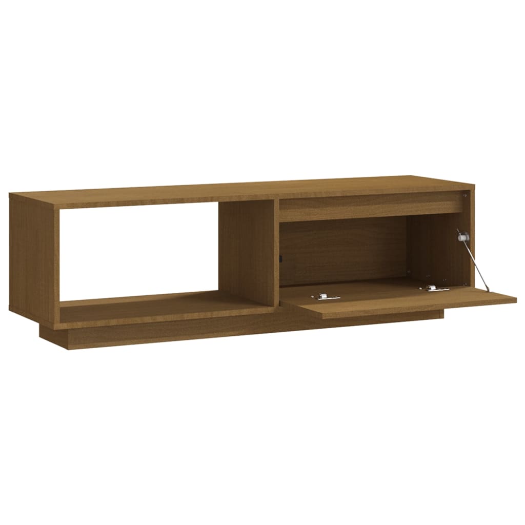 mézbarna tömör fenyőfa TV-szekrény 110 x 30 x 33,5 cm