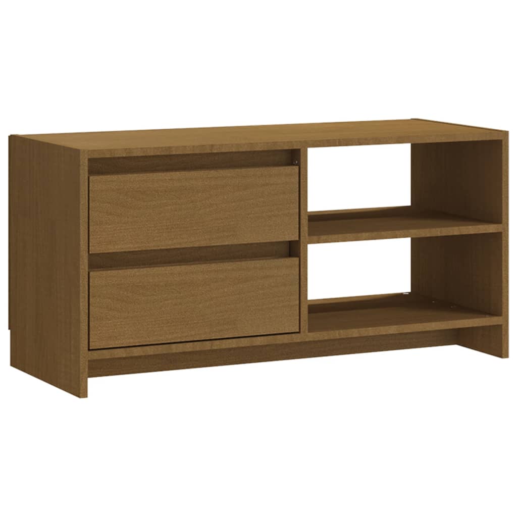 mézbarna tömör fenyőfa TV-szekrény 80 x 31 x 39 cm