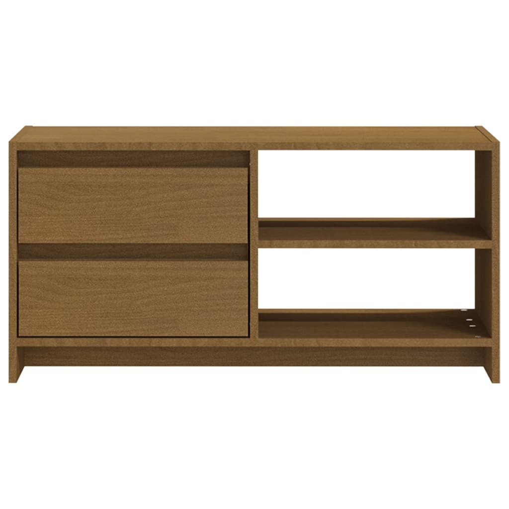 mézbarna tömör fenyőfa TV-szekrény 80 x 31 x 39 cm