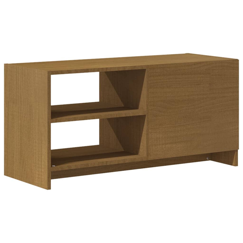 mézbarna tömör fenyőfa TV-szekrény 80 x 31 x 39 cm